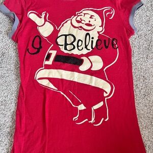 Red Santa Graphic Junior T-Shirt